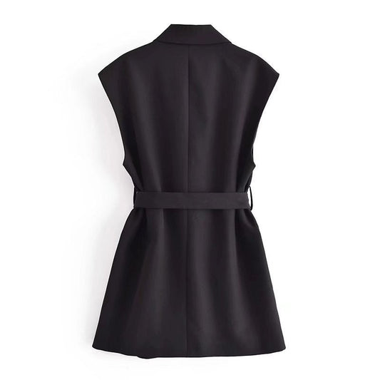 Women Vest Pure Color Tied Slim Fit Vest