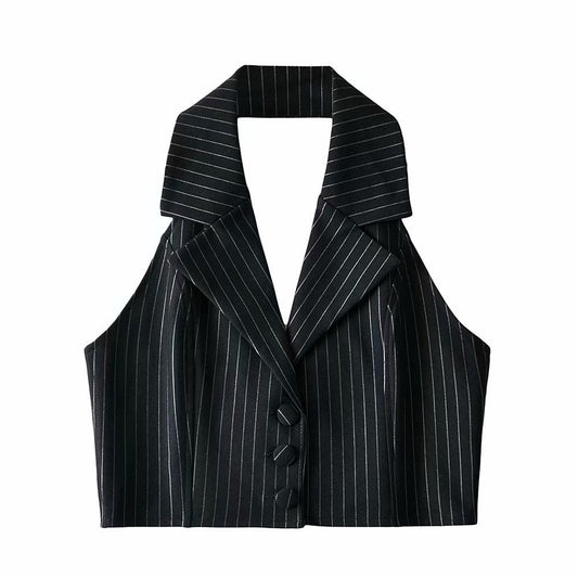 Women Vest Striped Suit Sexy Slim-Fit Short